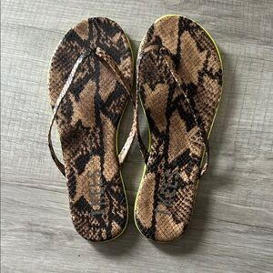 TKEES Brown Snake Print Flip Flops